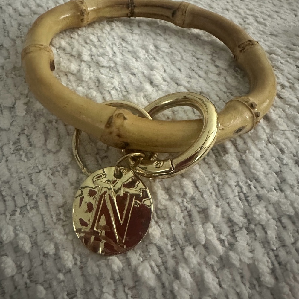 Bamboo Style Keyring with Inital - Picture 9 of 12